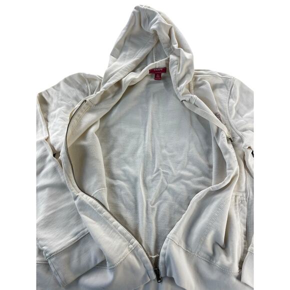 Chaps White Full Zip-Up Hoodie Sweatshirt Women's Adult Size XL - Picture 3 of 6
